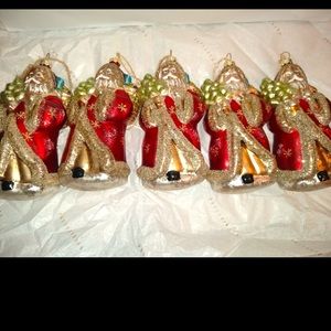 Five NWT Pottery Barn Santa Ornament